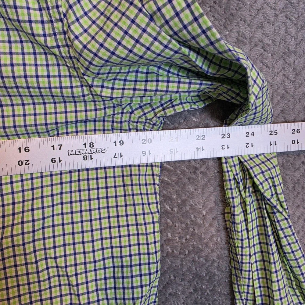 Polo Ralph Lauren youth XL 18-20 Gingham Check Button Down Shirt Green Navy Blue